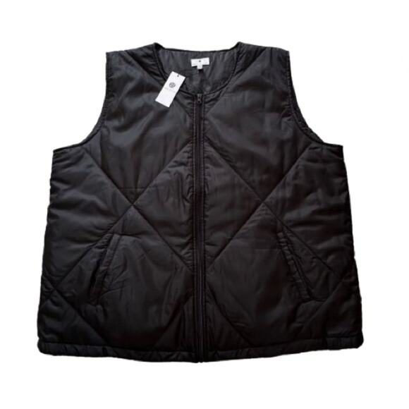 Socialite Black Quilted Front Zip Lightweight Boxy Puffer Vest Plus Size 2X NEW - Picture 13 of 13